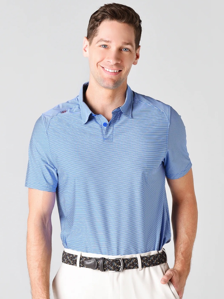 Rhone Men's Rhone Commuter Sport Polo Blue Striped Sz Xxl Golf Performance
